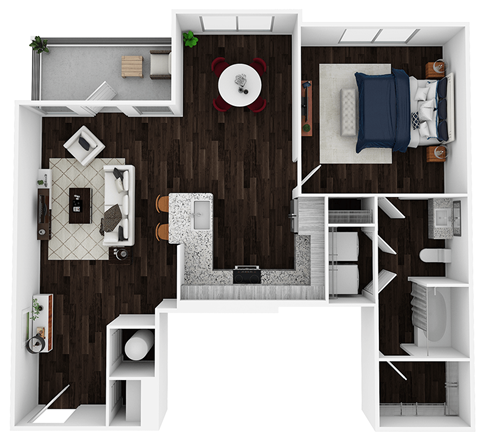 A2E - 835sf Floor Plan at Artesia Big Creek, Alpharetta, GA
